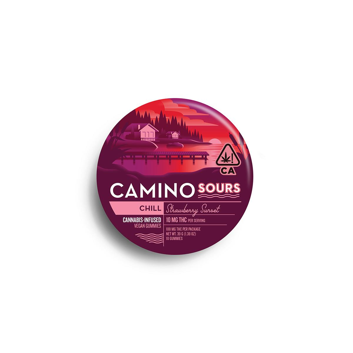 Photograph of product: Camino Sours Chill Strawberry Sunset 10pk 10mg Gummies