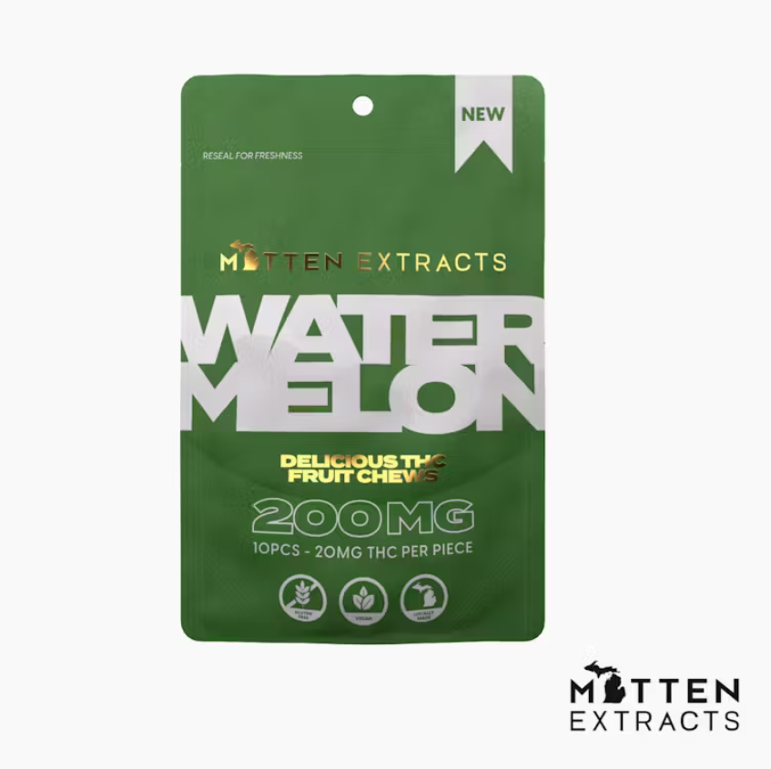 Photograph of product: Mitten Extracts - Gummies - 200mg - Watermelon