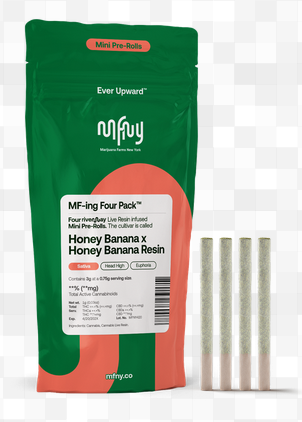 Photograph of product: Honey Banana x Honey Banana | 4 Pack Live Resin Pre rolls Oui'd | MFNY