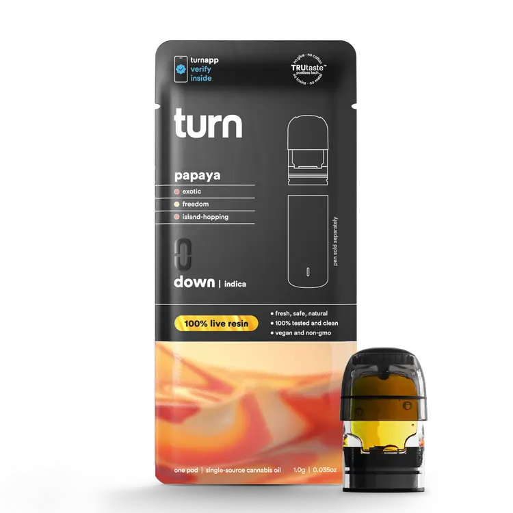 Photograph of product: Turn Down Papaya 1g Live Resin Pod