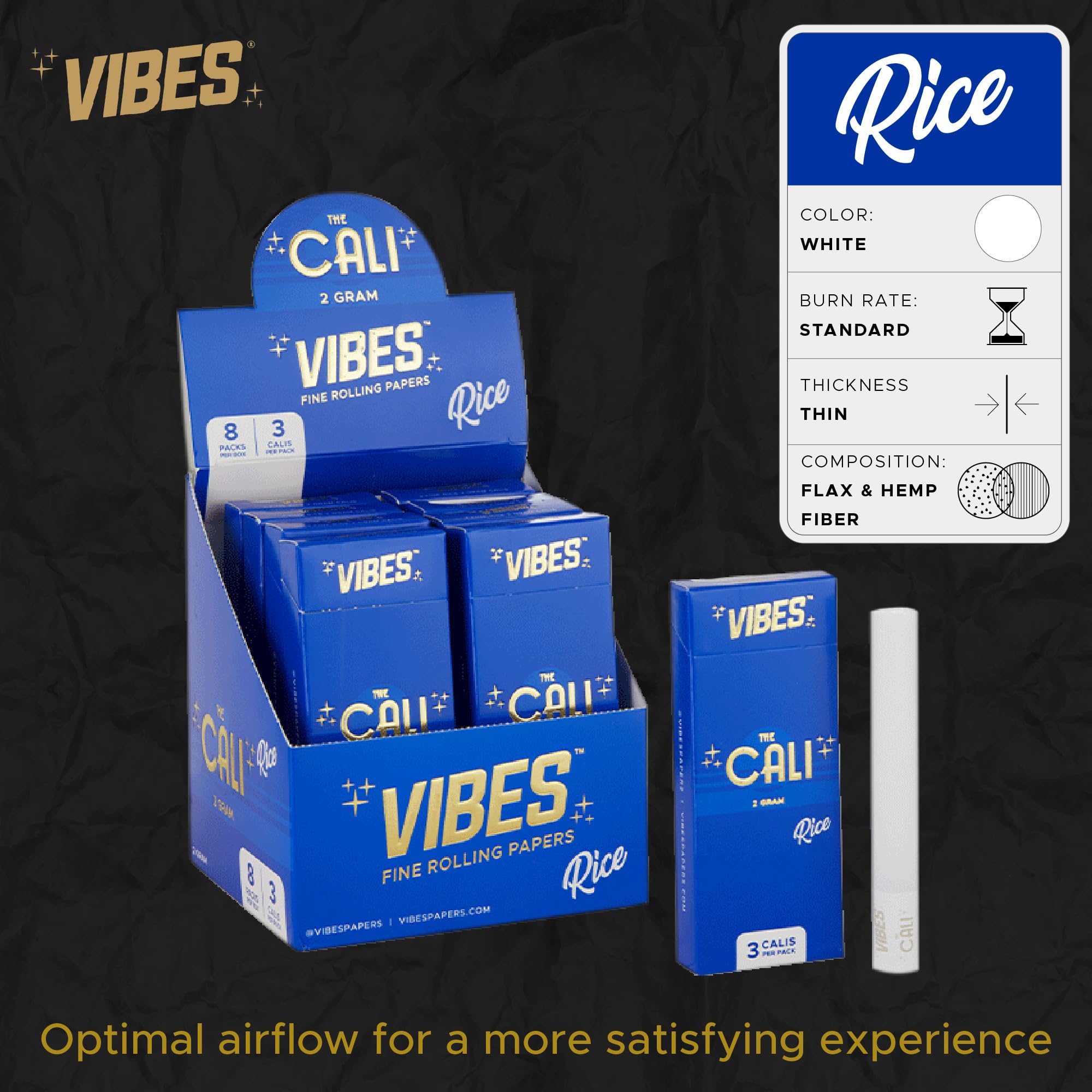 Photograph of product: Vibes The Cali Fine Rolling Papers Blue Rice