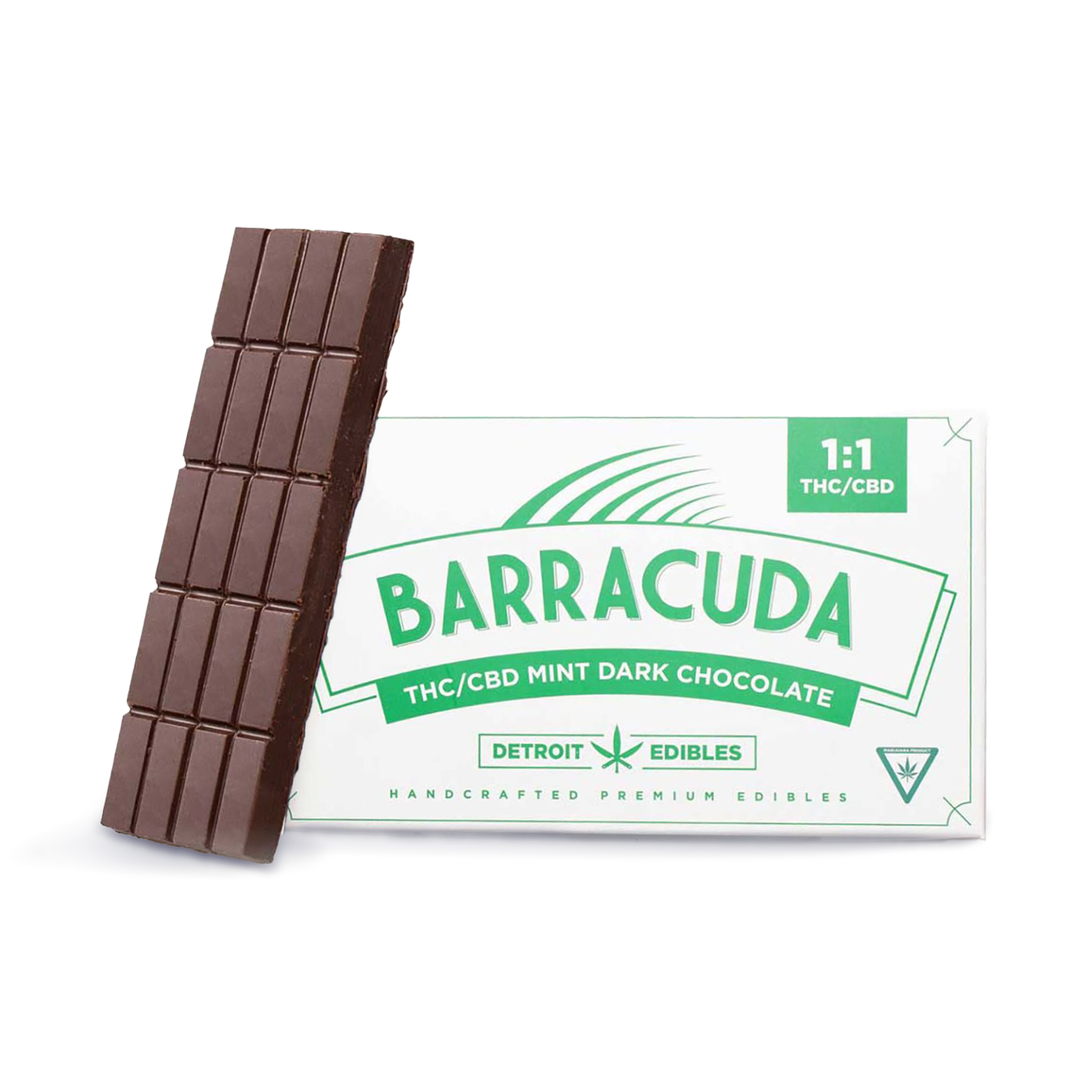 Photograph of Product: Mint Dark Chocolate 1:1 Barracuda Bar | 200mg