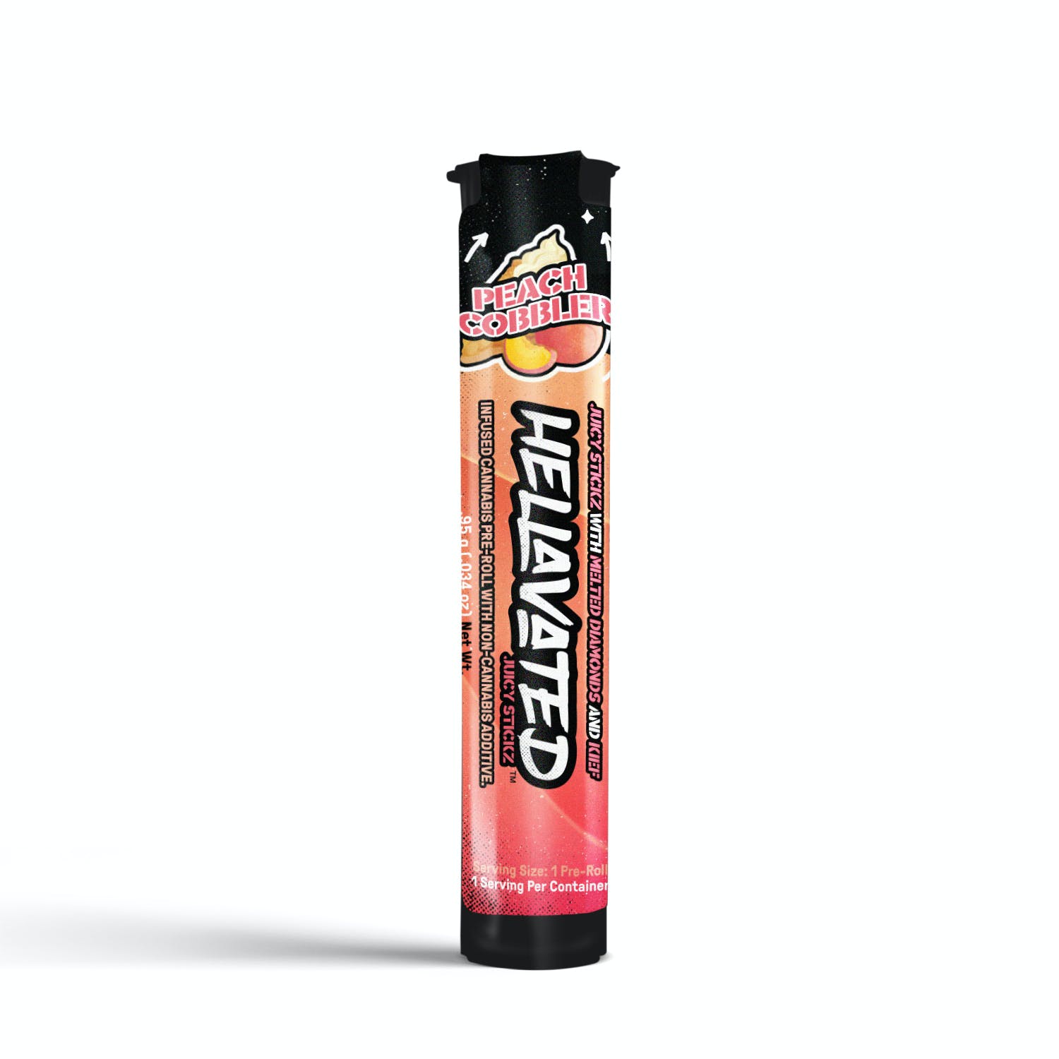 Photograph of product: Peach Cobbler Juicy Stickz Infused Pre-Roll | 0.75g | Hellavated