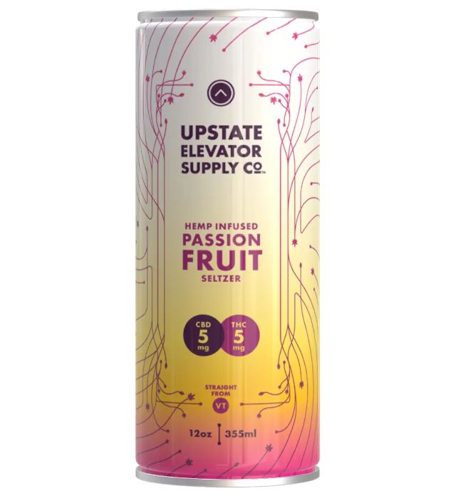 Photograph of product: UES - Hemp Infused Passion Fruit 1:1 CBD:TH-oui Seltzer 355ml (12oz)