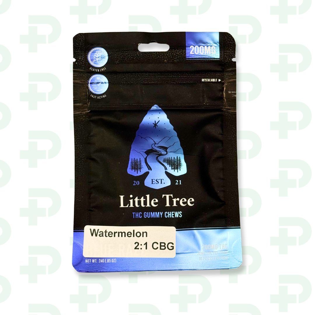 Photograph of product: Little Tree 200mg 2:1 CBG Gummies - Blue Watermelon