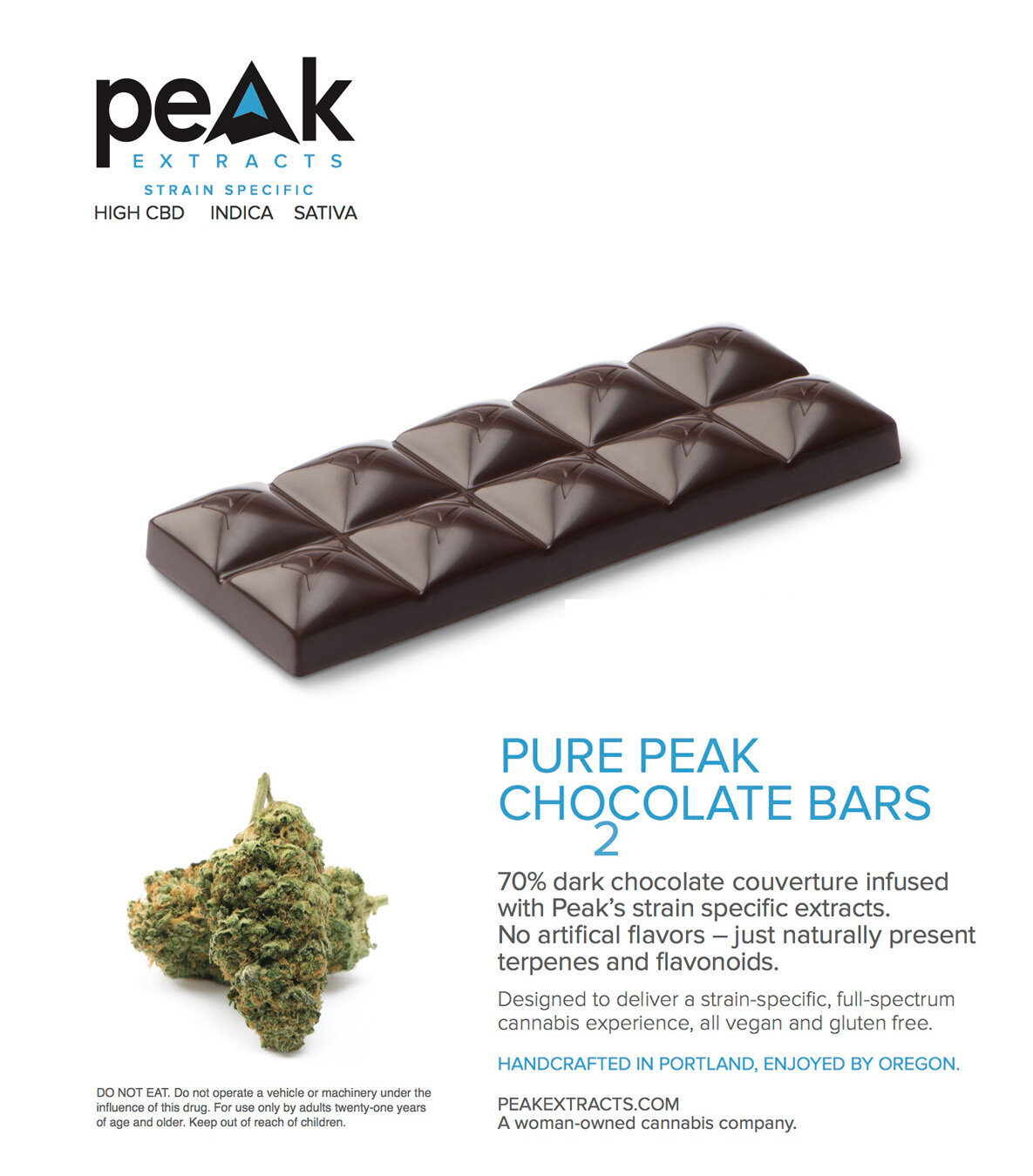 Photograph of product: Peak Blue Orchid High CBD Chocolate Bar 10mg