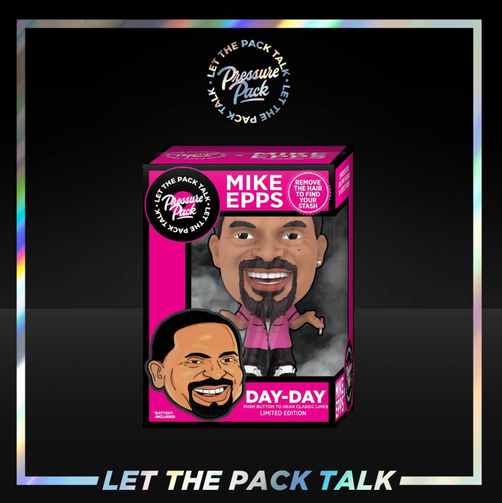 Photograph of product: Pressure Pack - Mike Epps Day-Day Exclusive Talking Bobble Head 3.5g