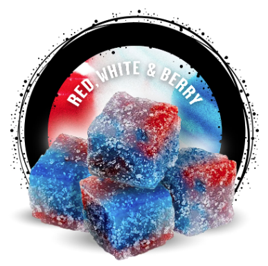 Photograph of product: Ozone Red, White  and Berry Gummies 100mg 20pk