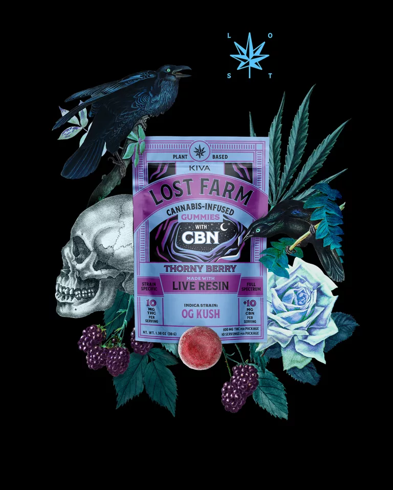 Photograph of product: Lost Farm - Thornberry/OG Kush - 10ct Live Resin Gummies