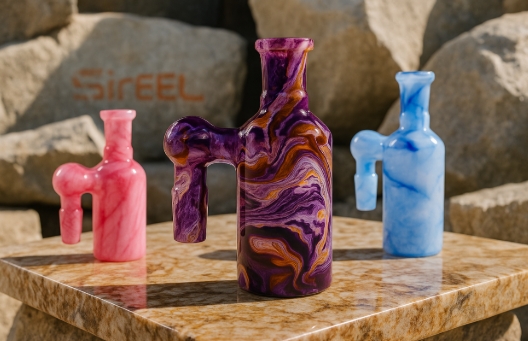 Photograph of product: SirEEL | Accessories | Glass + Pipes | Mirage Stone Ash Catcher 90 Degree | 14MM | Assorted Colors
