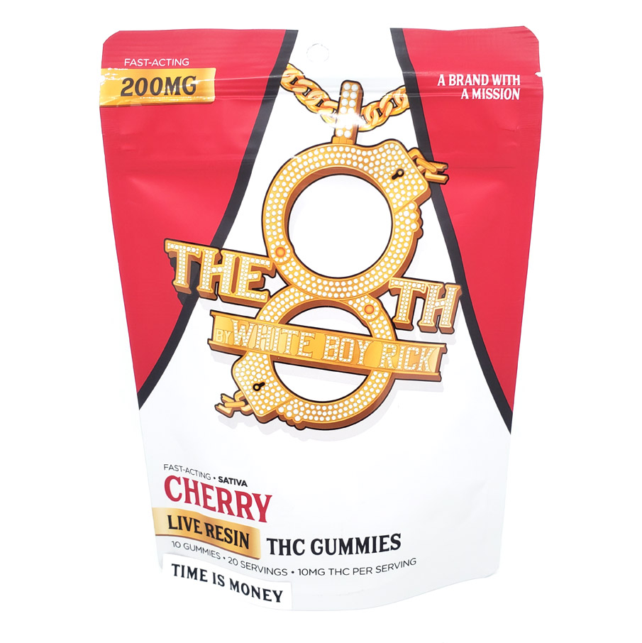Photograph of product: The 8th By White Boy Rick Cherry Fast-Acting Live Resin Gummies 200mg Rec