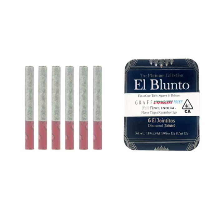 Photograph of Product: Graff Strawberry Freez (I) El Jointo Flavor Core 6pk Diamond INFUSED PREROLLS 3g - El Blunto