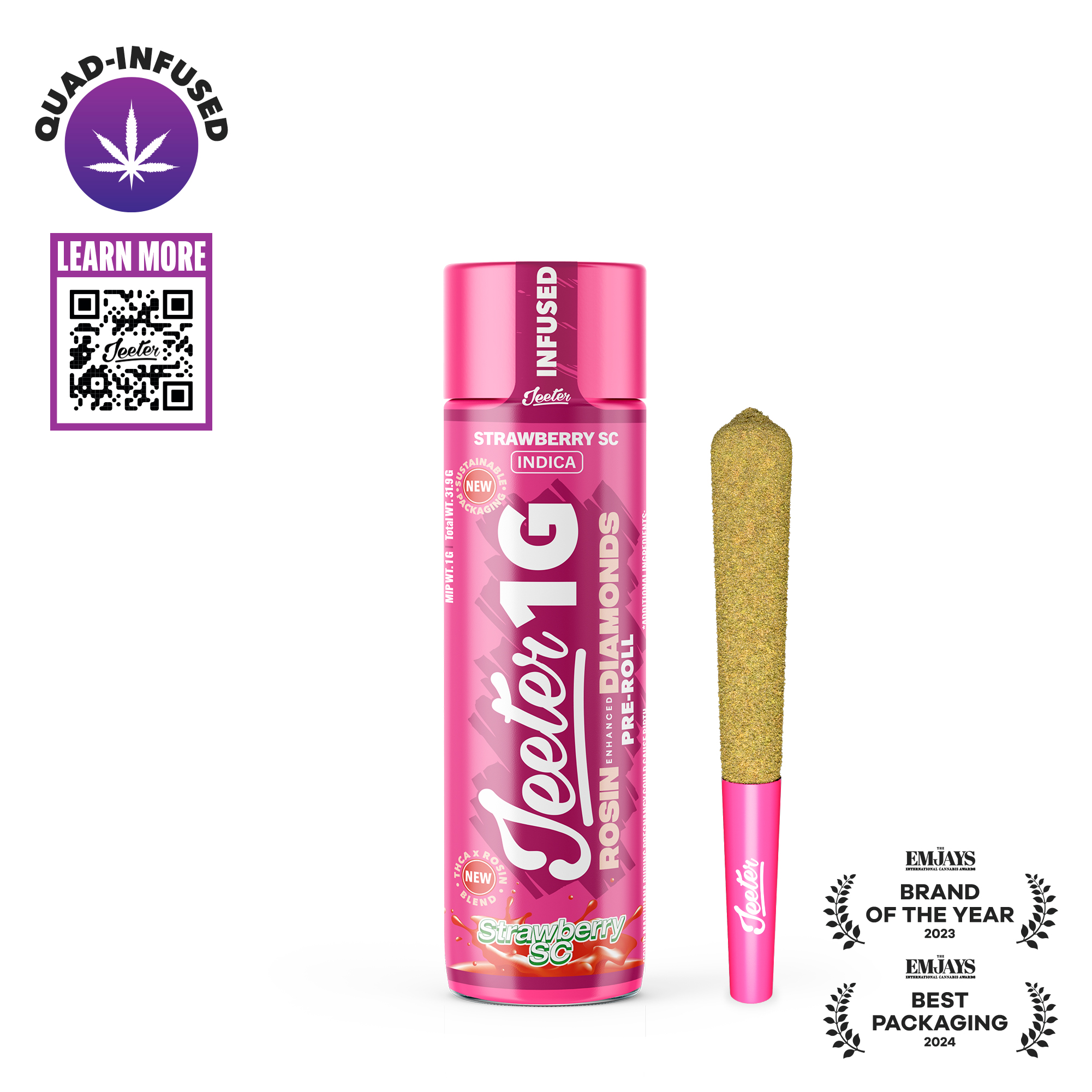 Photograph of product: Jeeter Quad-Infused Preroll 1g Strawberry SC