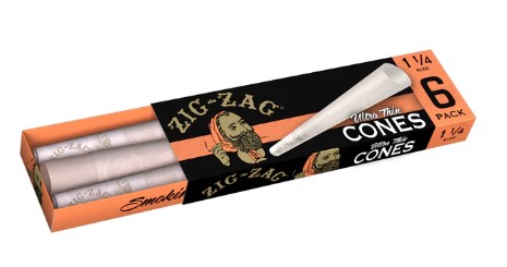 Photograph of product: Zig Zag Orange 1 1/4" Pre-rolled Cones Ultra Thin 6pk
