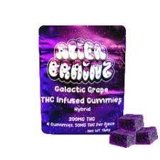 Photograph of product: Alien Brainz | Gummies | Grape | Hybrid 200MG (4x50mg)