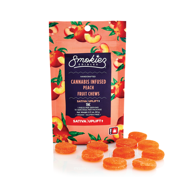 Photograph of product: Smokiez 10pc Peach Sweet Fruit Chews