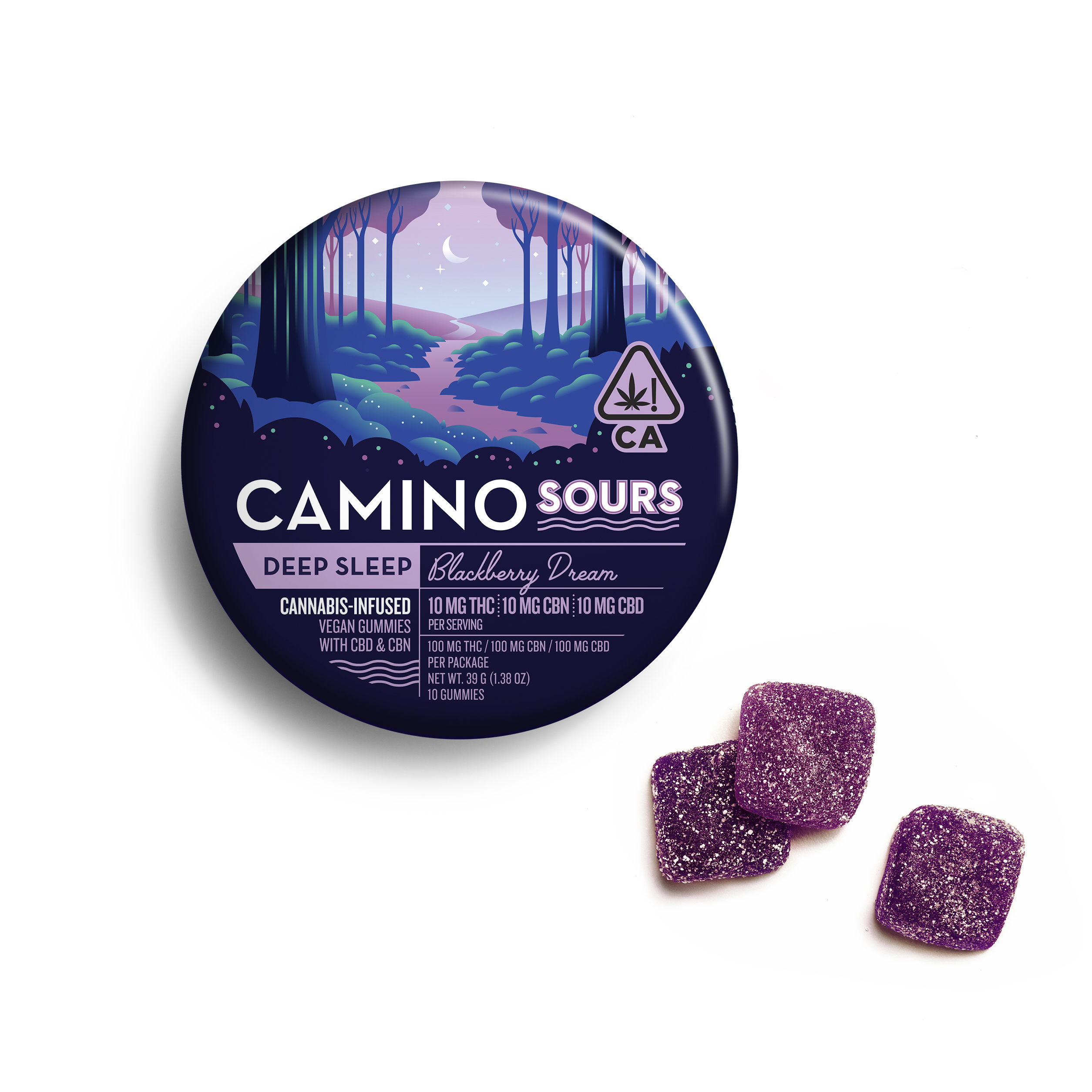 Photograph of product: Blackberry Dream Sleep [H] | 1:1:1 THC:CBN:CBD | 10PK Sour Gummy | Camino