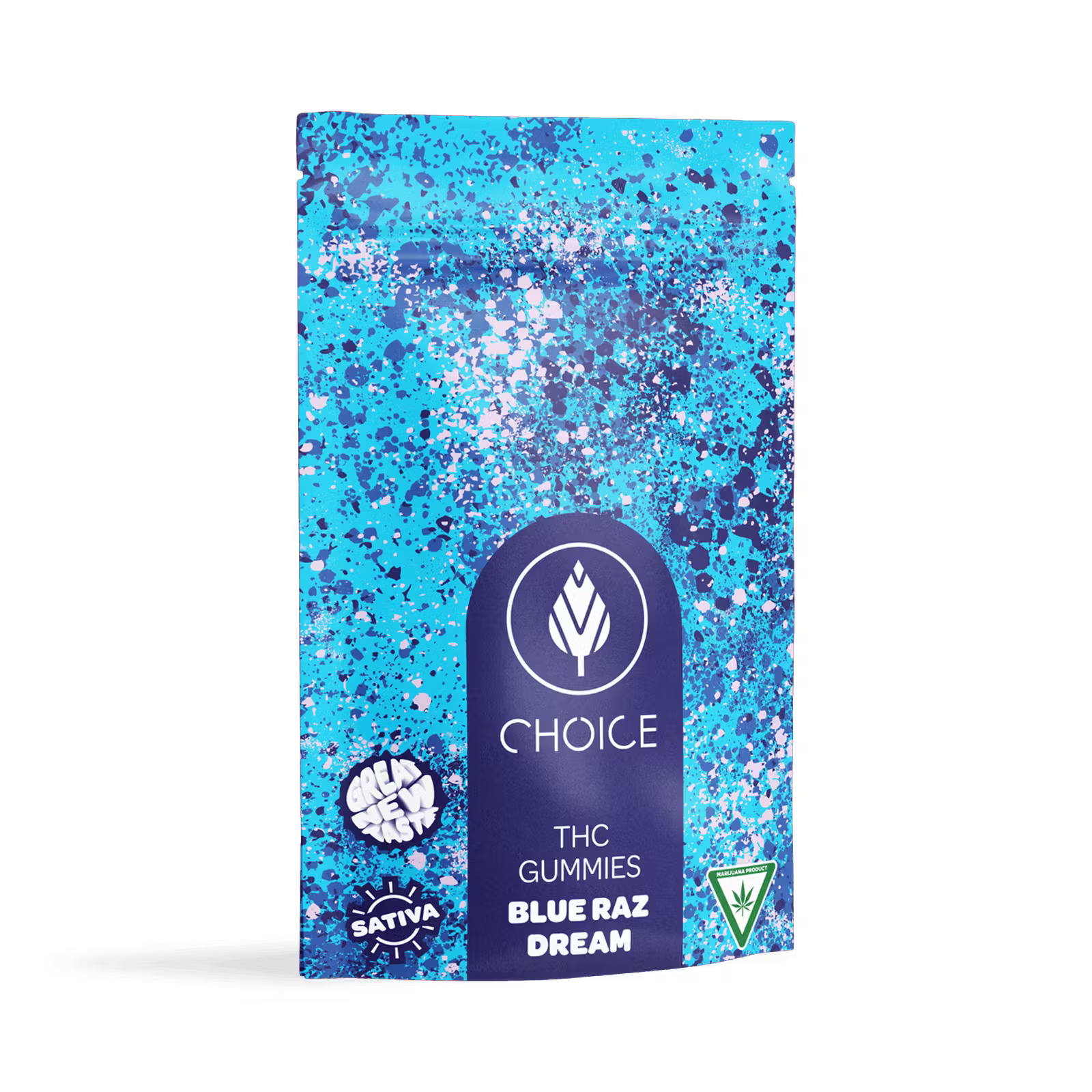 Photograph of product: Choice - 100mg Gummies - Blue Raz Dream (Oui'd)