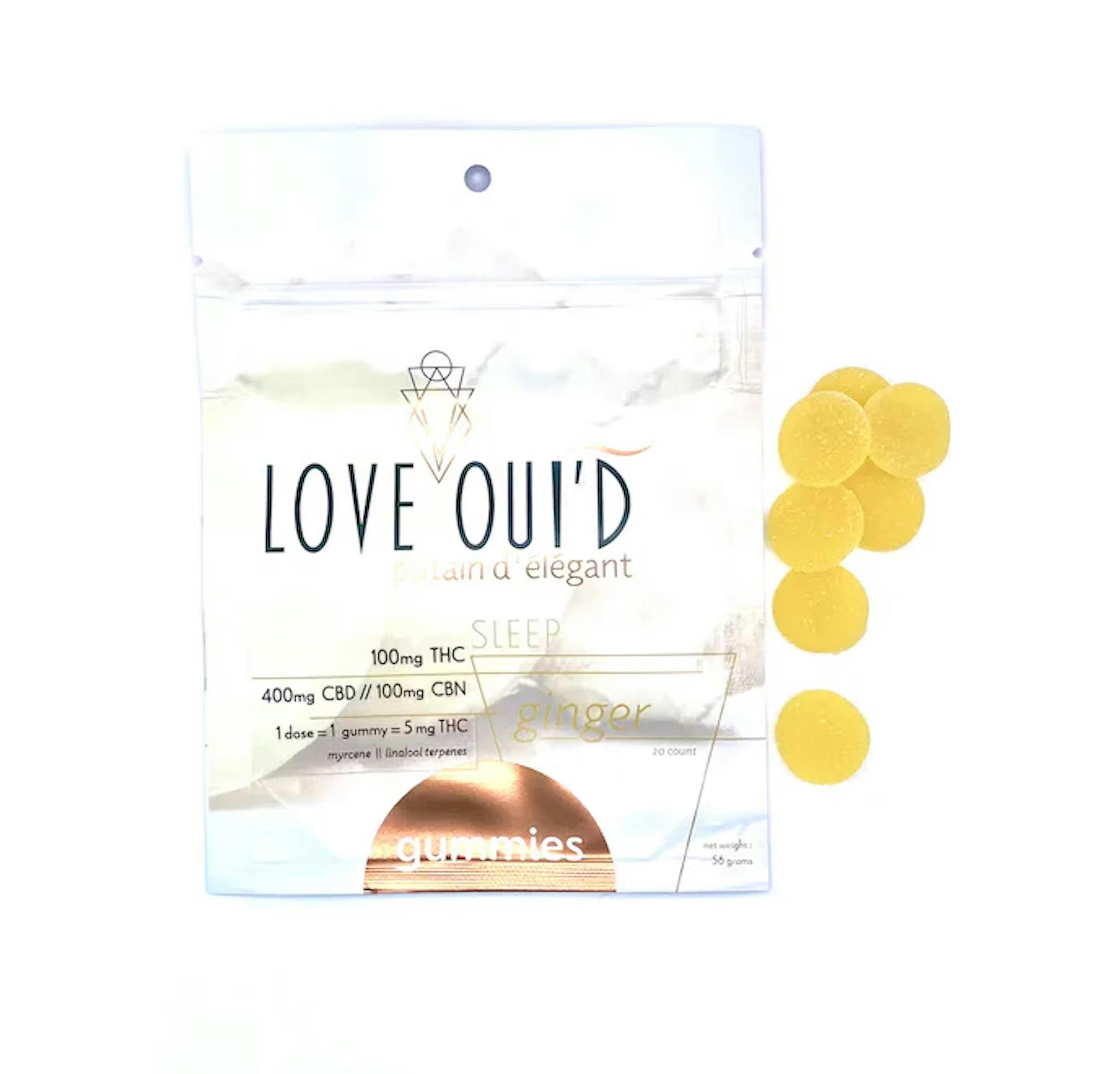 Photograph of Product: Love Oui'D | Ginger | 1:1 THC:CBN Sleep Gummies | 20ct | 100mg