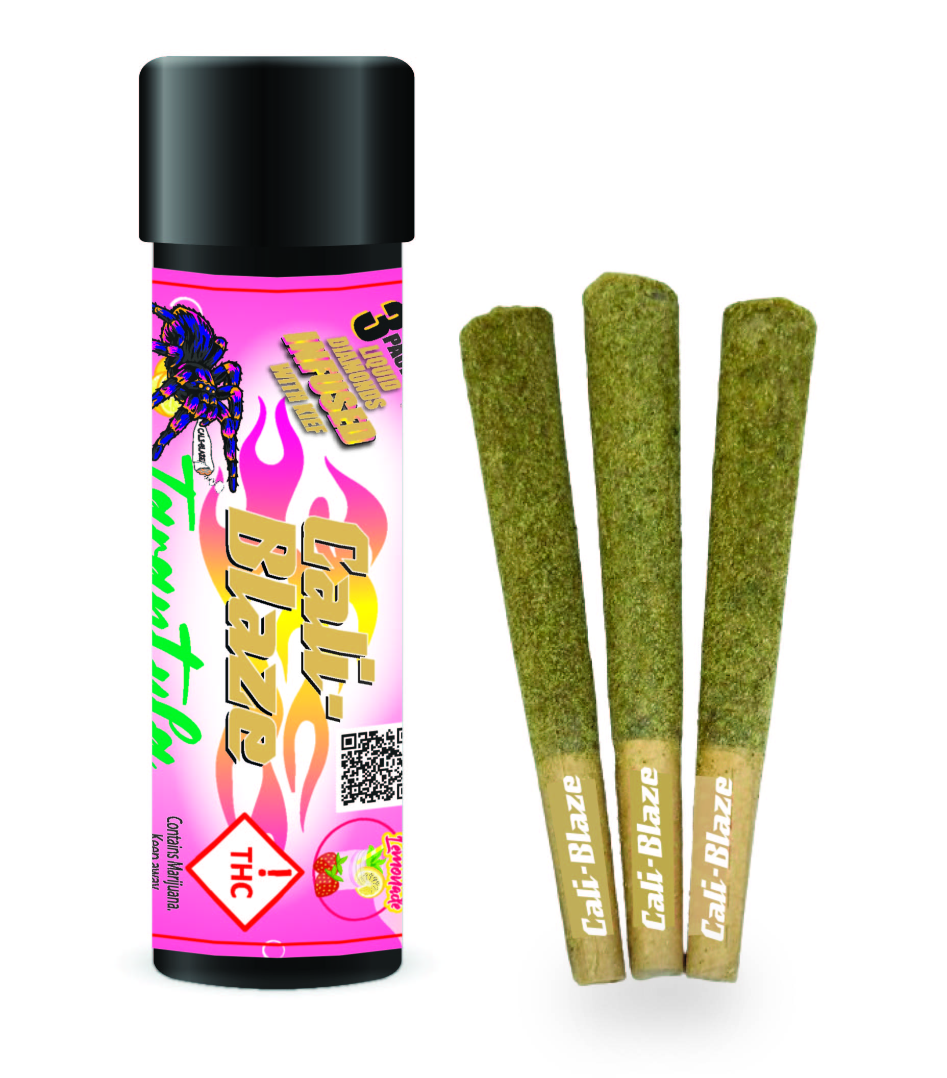 Photograph of product: Cali Blaze - Tarantula Infused 3 pack - - Strawberry  Lemonade - 3g