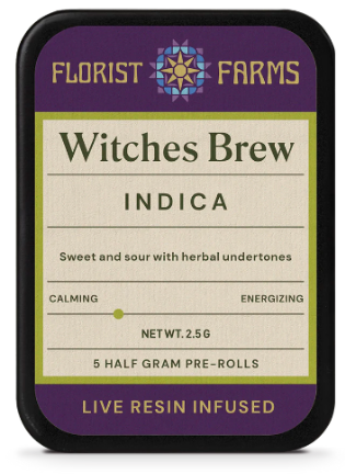 Photograph of product: Live Resin Infused Preroll | Witches Brew (I) | .5g Total) 5 pack | Florist Farms