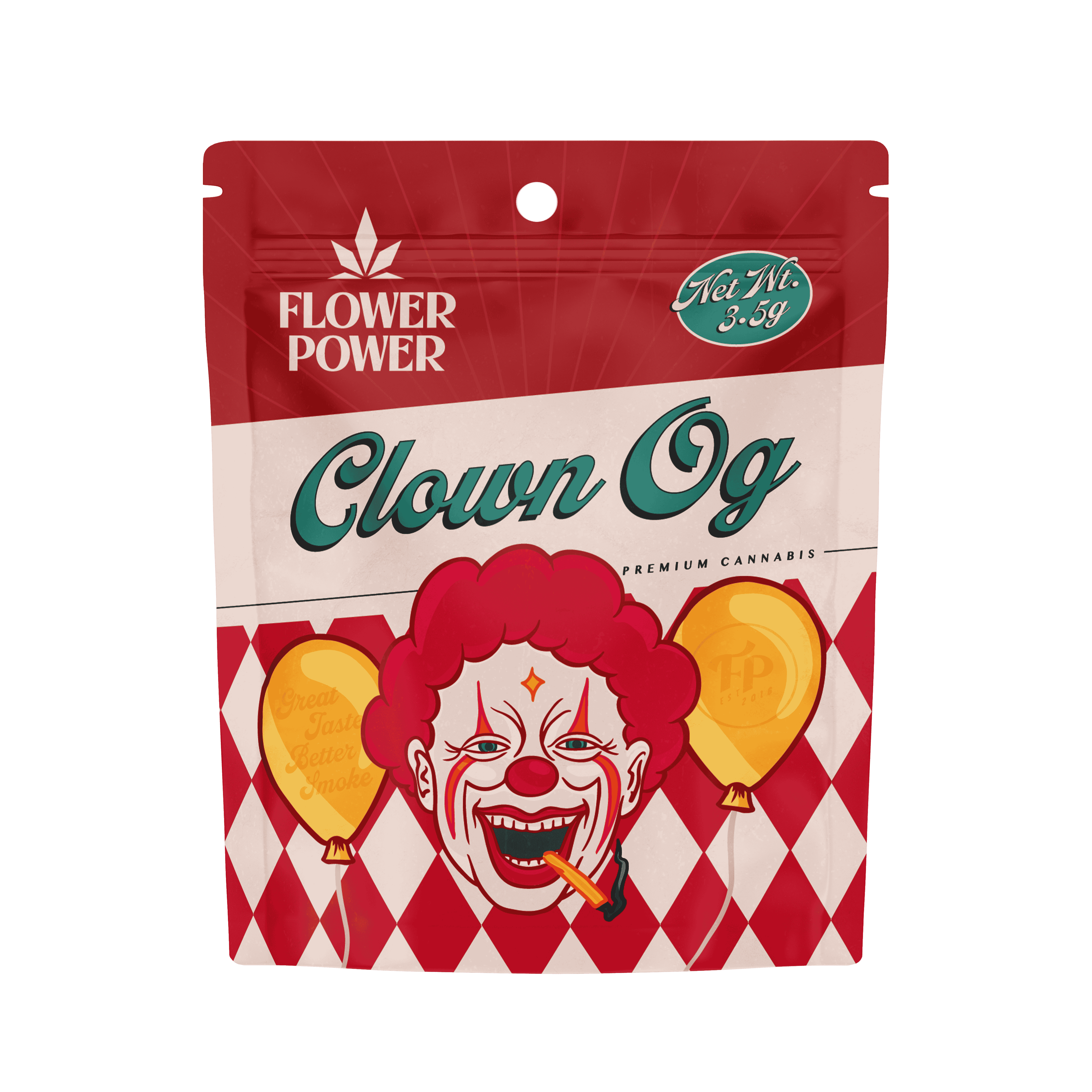 Photograph of product: Flower Power - Pre-Packed - Clown OG - 3.5g