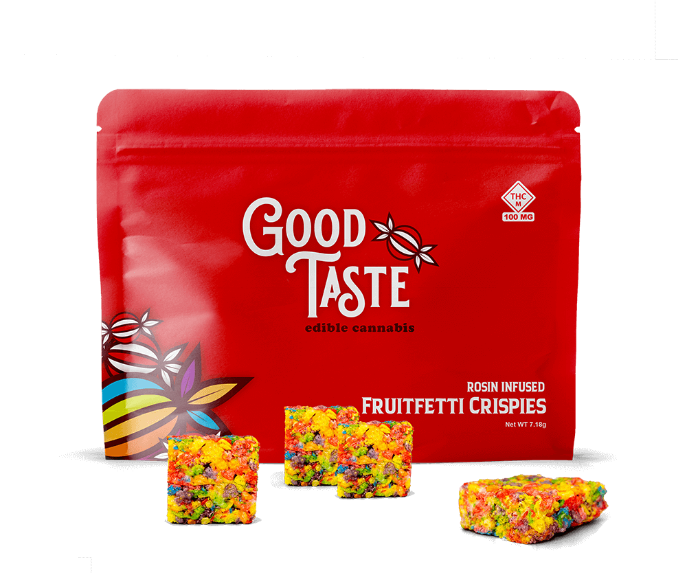 Photograph of product: GOOD TASTE - BAKED GOODS - CRISPIES - 100MG - 10PK - FRUITFETTI