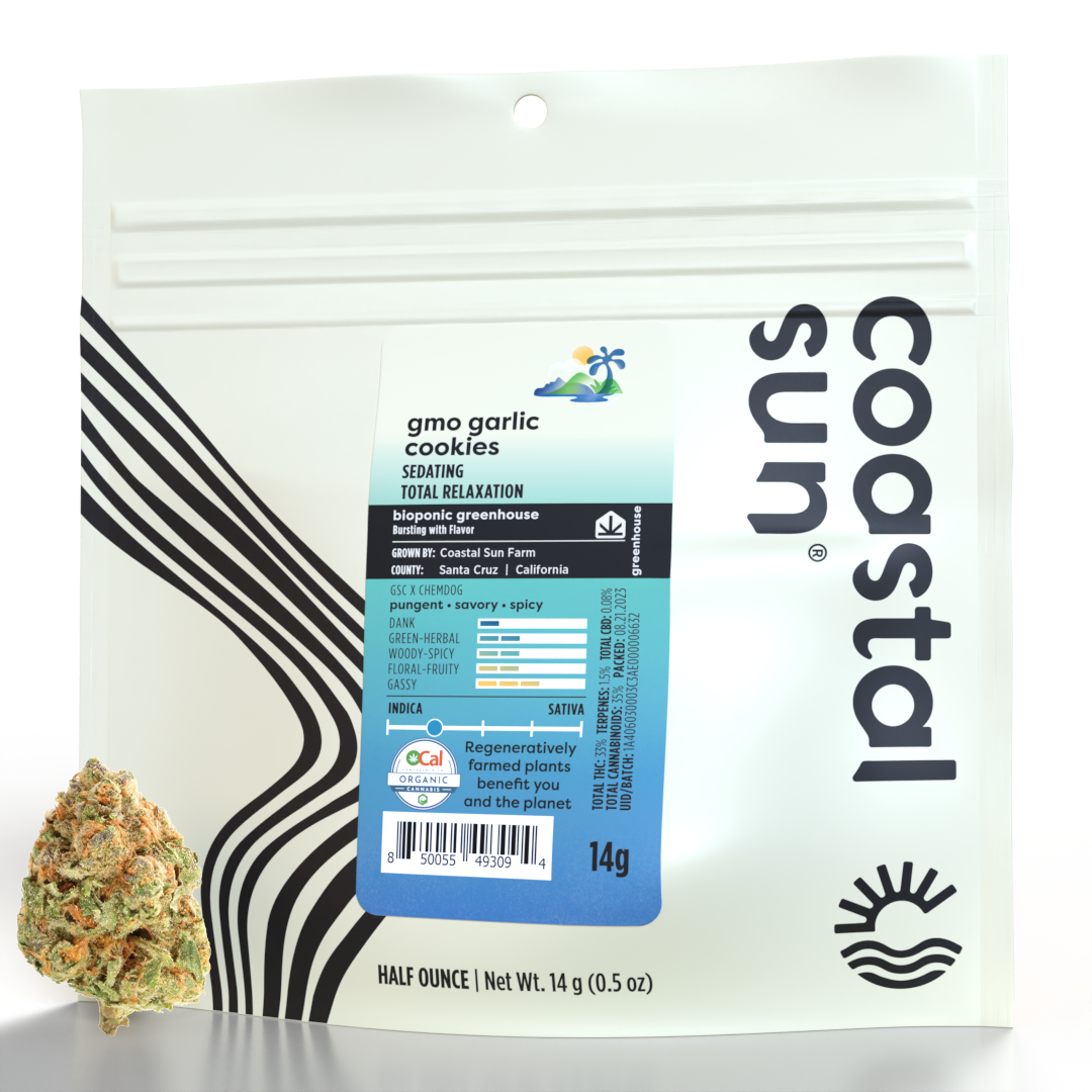 Photograph of product: (GMO) Garlic Cookies - 14g (I) - Coastal Sun