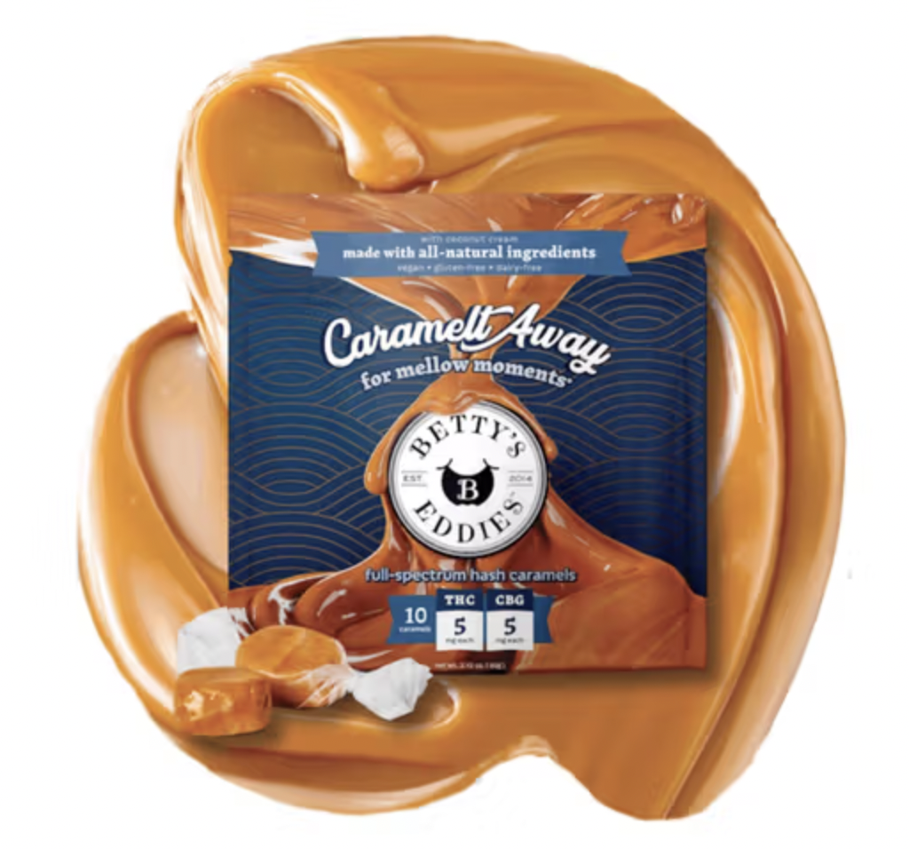 Photograph of product: 1:1 (TH-oui:CBG) Caramel Chews 100mg 10pk