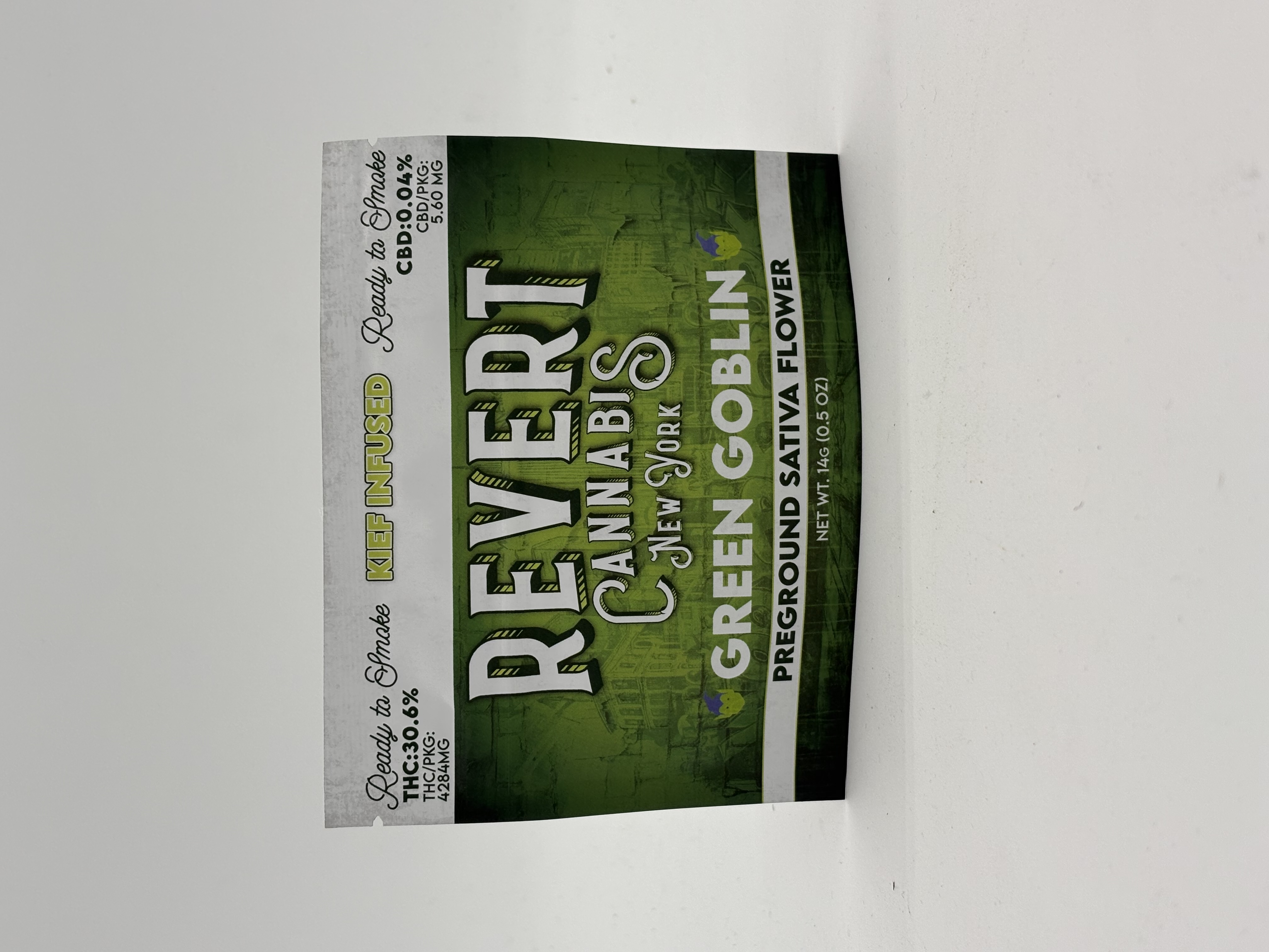 Photograph of product: Revert | Green Goblin | Kief Infused | Ground Flower | 14g
