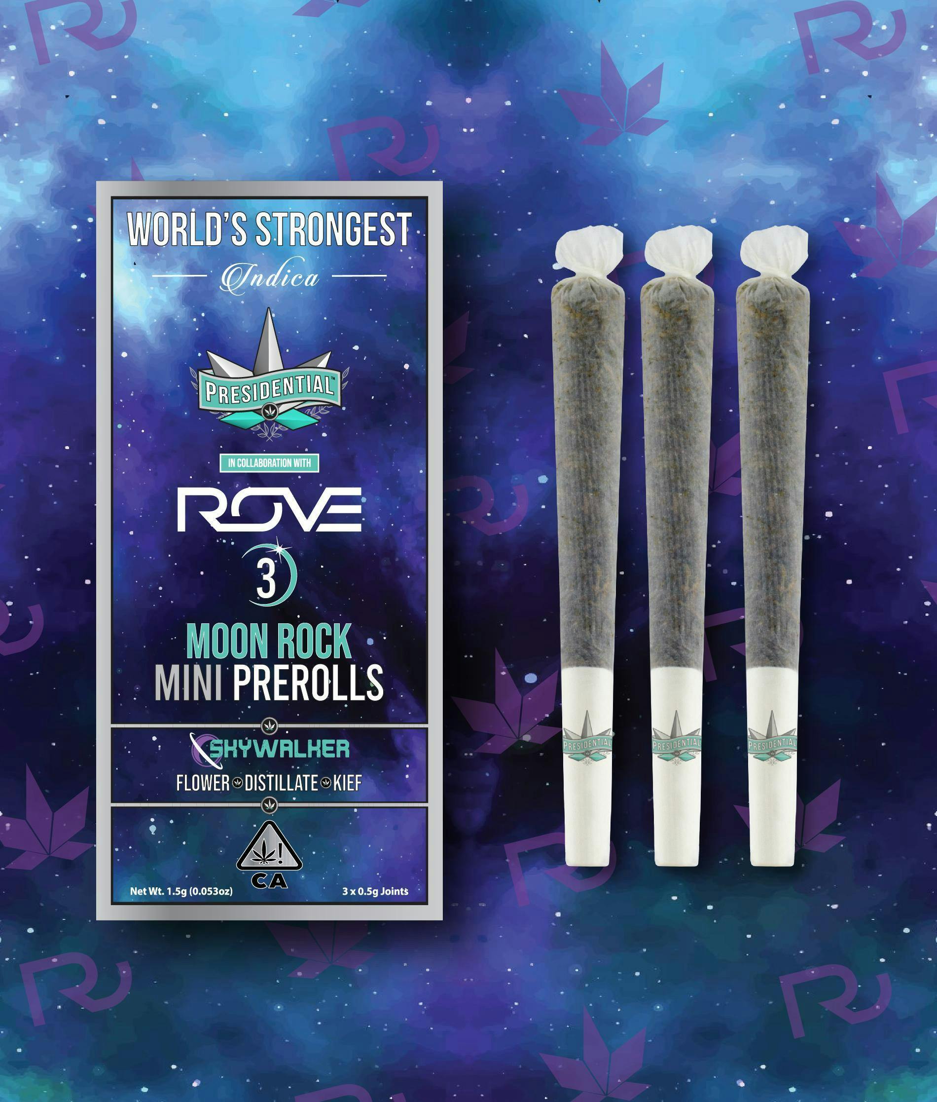 Photograph of product: Presidential - Skywalker - Moon Rock - Mini - Multi Infused Joint - 3ct - 1.5g