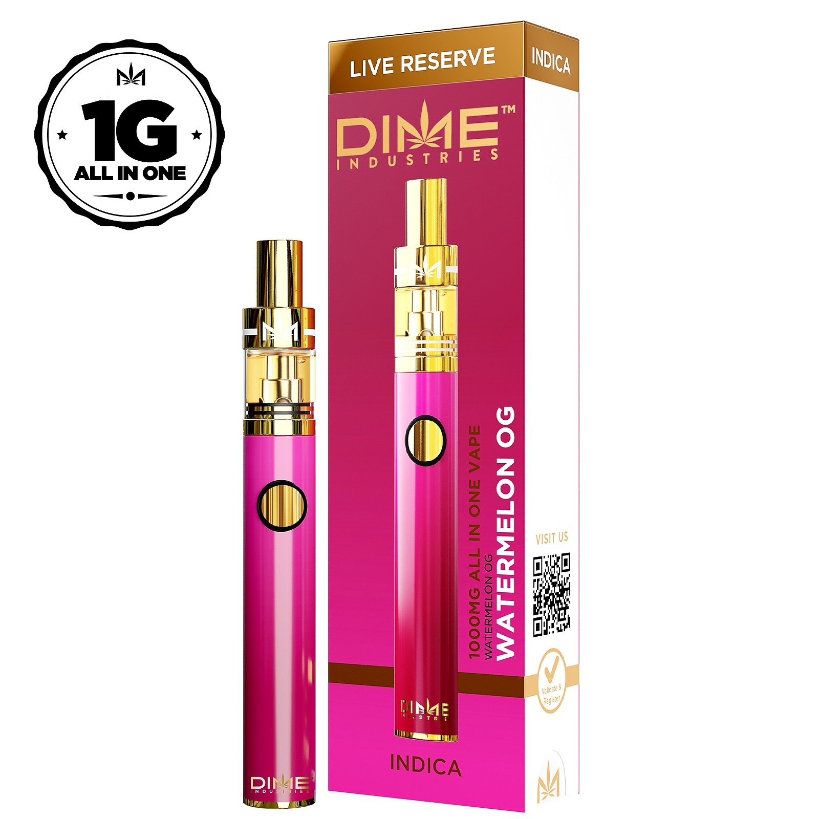 Photograph of product: Dime Live Resin Disposable 1000mg - Watermelon OG