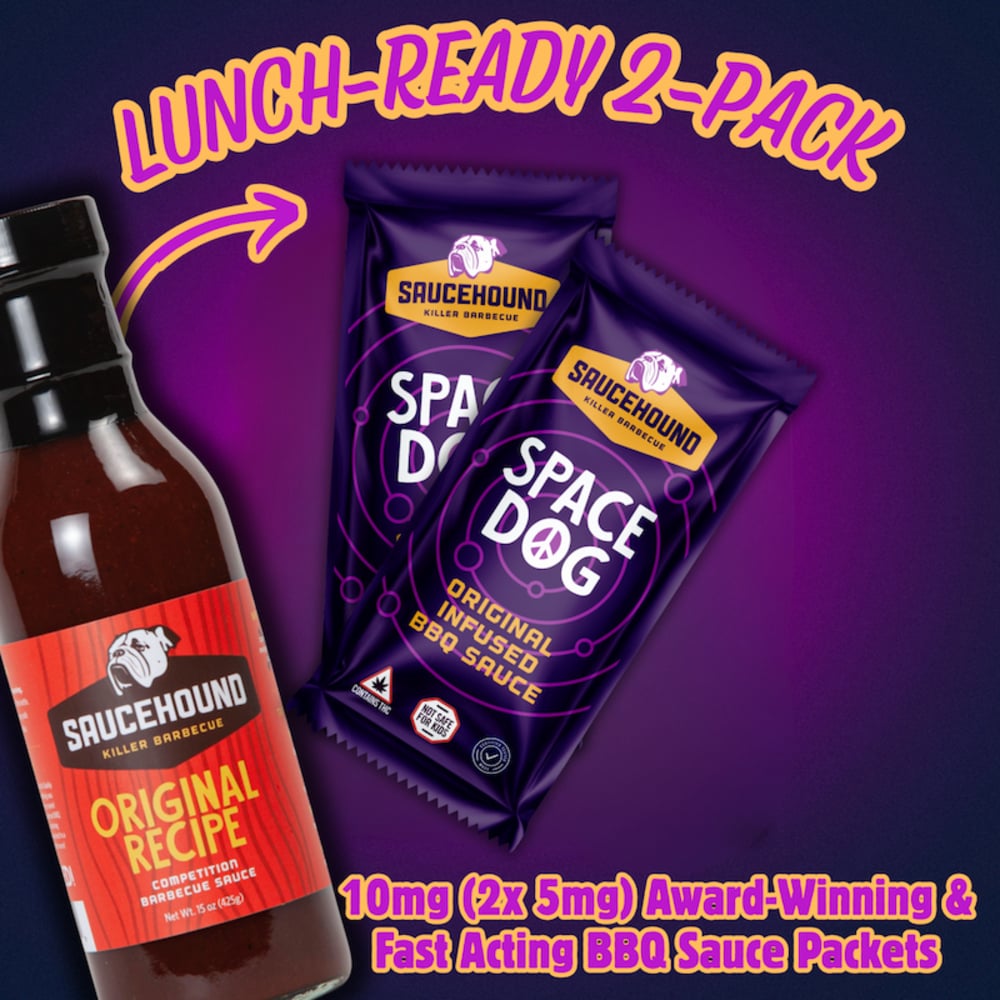 Photograph of product: Space Dog Infused BBQ Sauce | Spicy | 10mg pk | SAUCEHOUND
