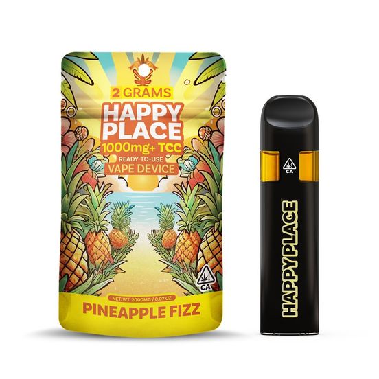 Photograph of product: Happy Place AIO Vape Pineapple Fizz 2g - 