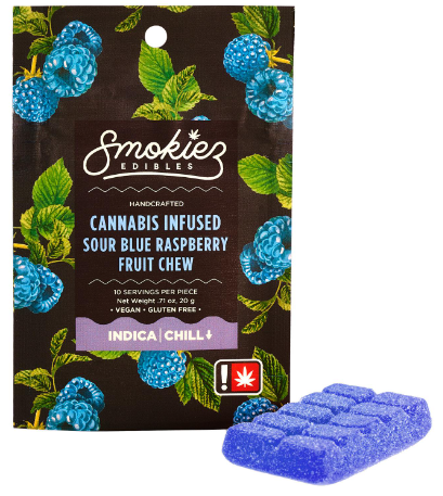 Photograph of product: Gummy - TF - Smokiez - 100mg 1pc - Sour Blue Raspberry