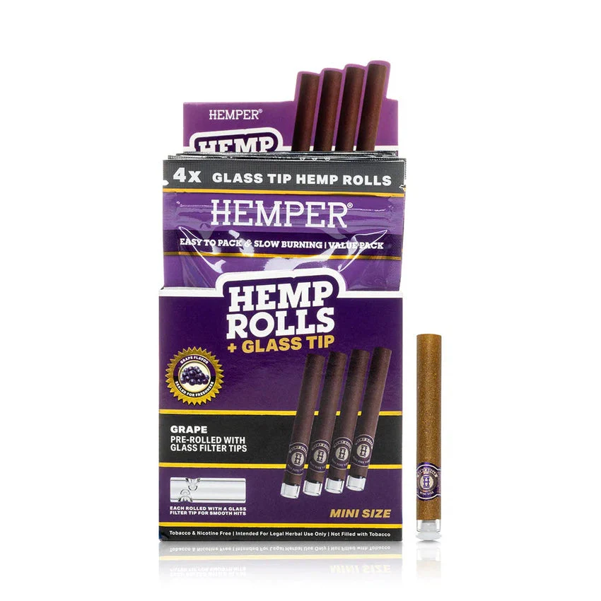 Photograph of product: Hemper Cones | Grape 80mm Mini Size w/ Glass Tip - 4 pack