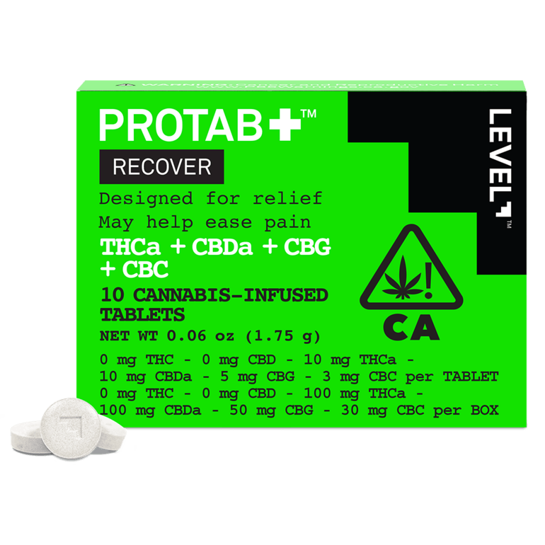Photograph of product: LEVEL Protab+ Recover | 10pk Tablets TH-ouia+CBDa+CBG+CBC | 10mg TH-oui per Tablet