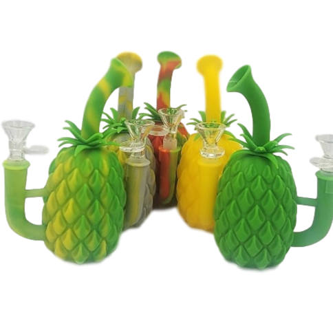 Photograph of product: Luv Buds | 7" Silicone Pineapple Bong with glass flower bowl