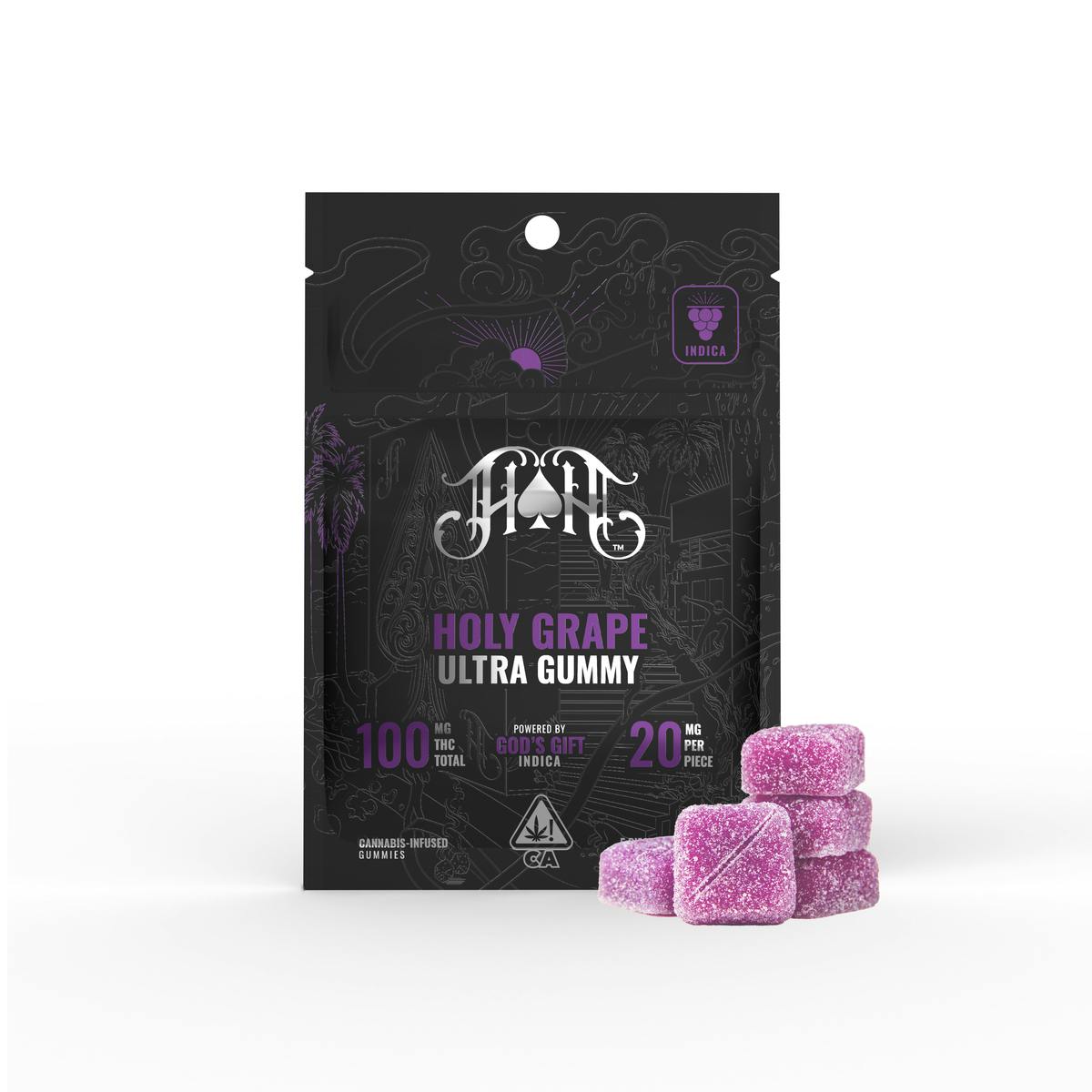 Photograph of product: HEAVY HITTERS | HOLY GRAPE | 20MG GUMMIES | 5PK
