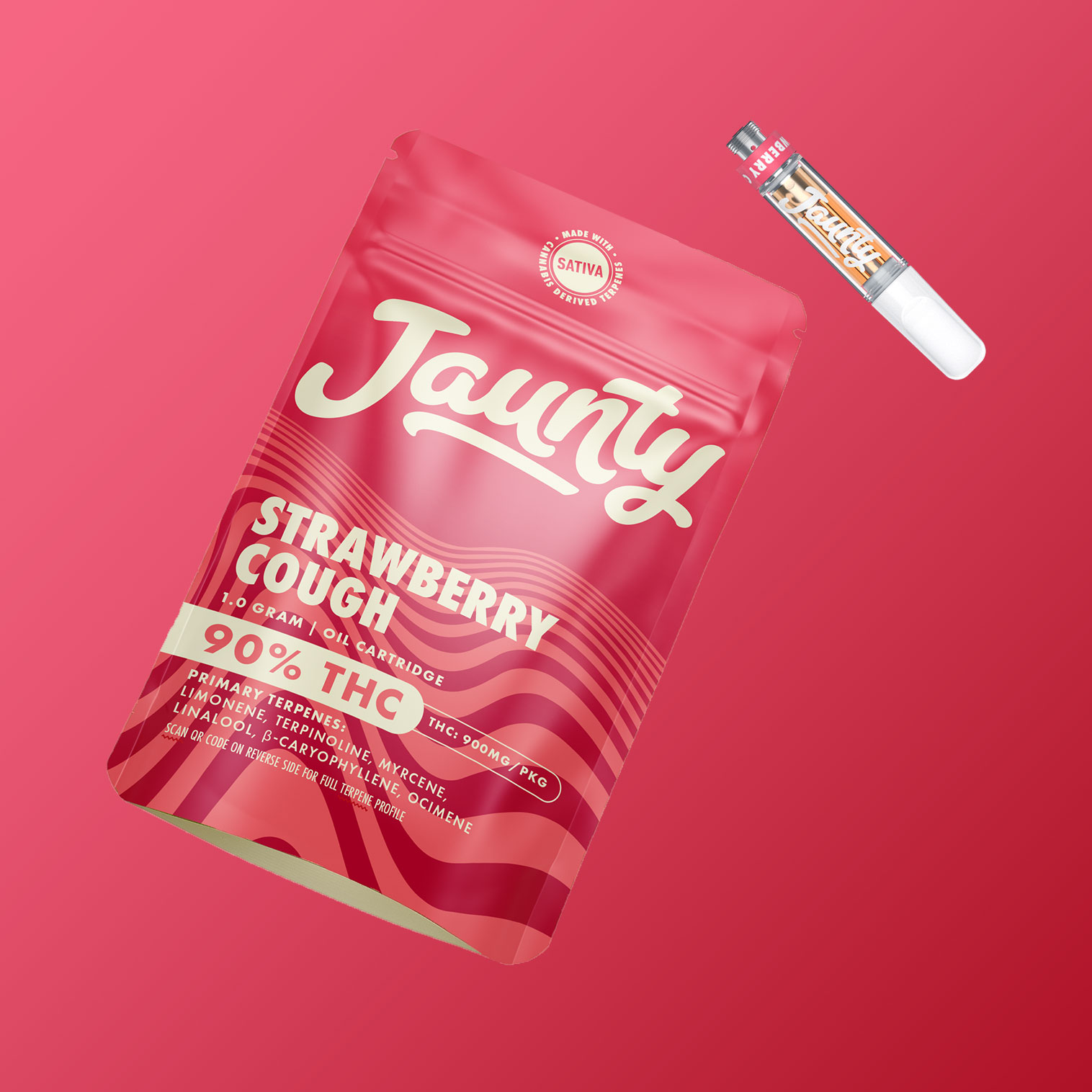 Photograph of product: Jaunty | 1g | 510 Vape Cart | Strawberry Cough
