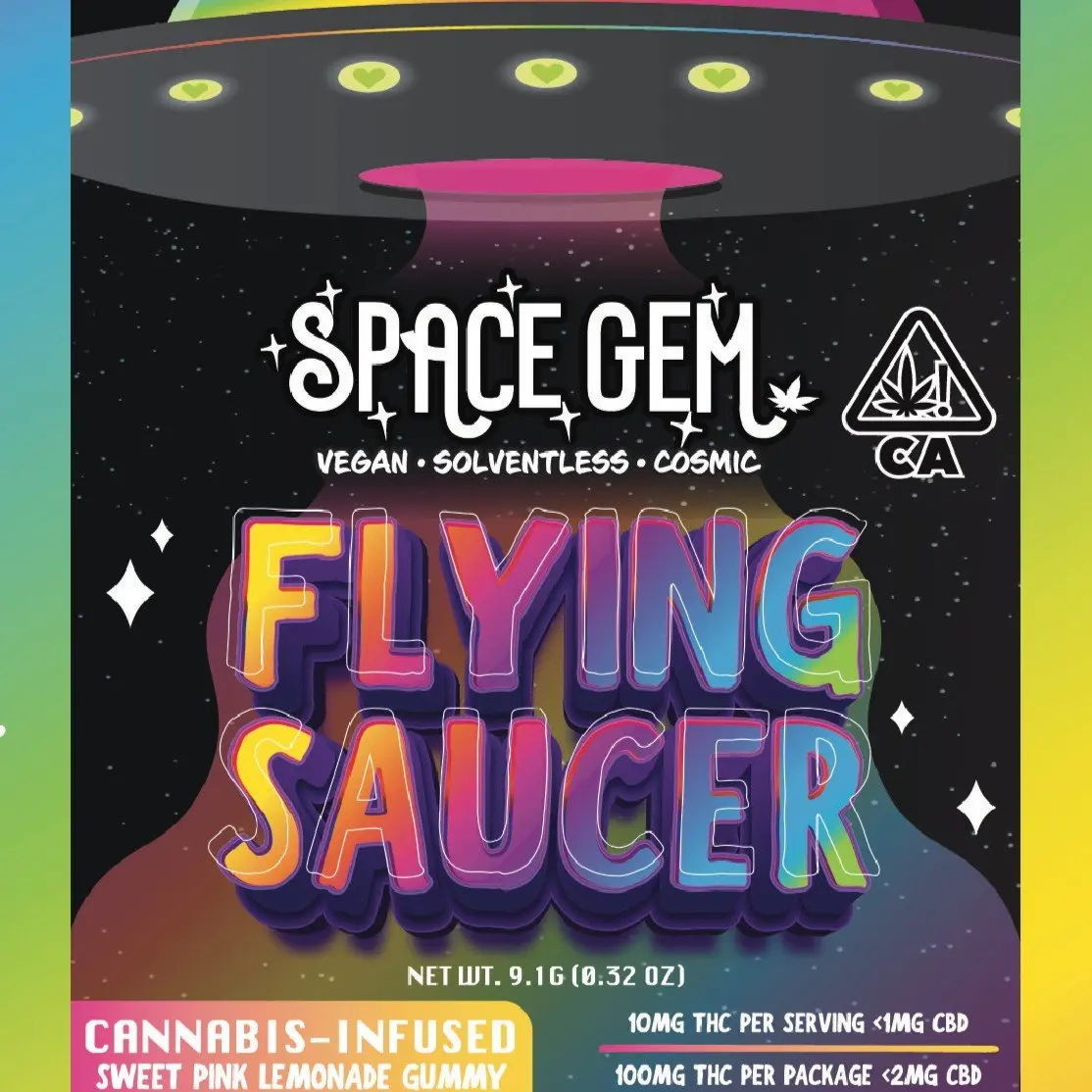 Photograph of product: Space Gem - Sweet Pink Lemonade Gummy - Flying Saucer - 100mg