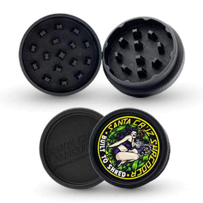 Photograph of product: 2.125" Santa Cruz Shredder Medium 2pc Grinder- Black Built To Shred