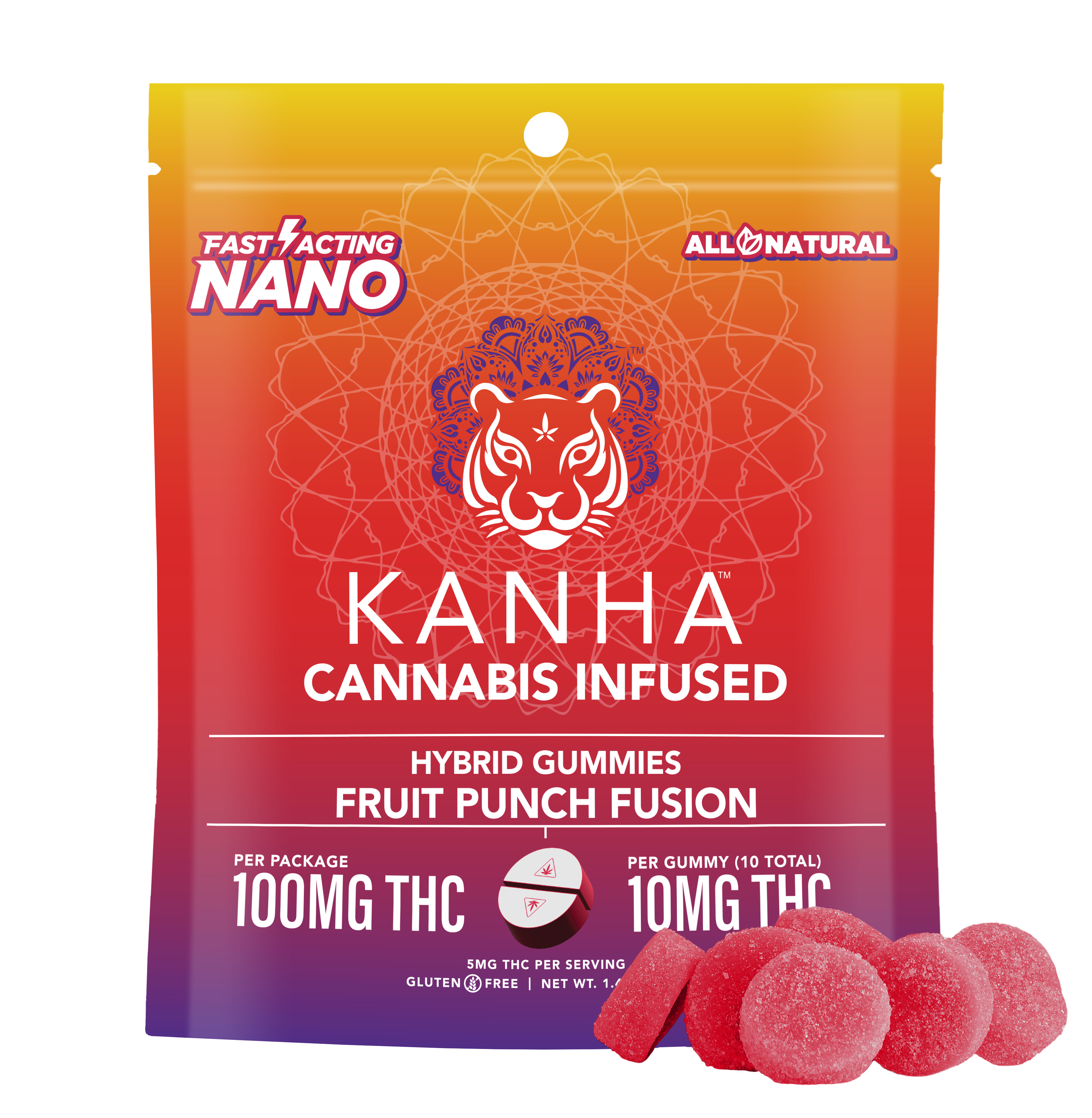 Photograph of product: Fruit Punch Fusion Nano | Fast-Acting 100mg 20pk (NEW)