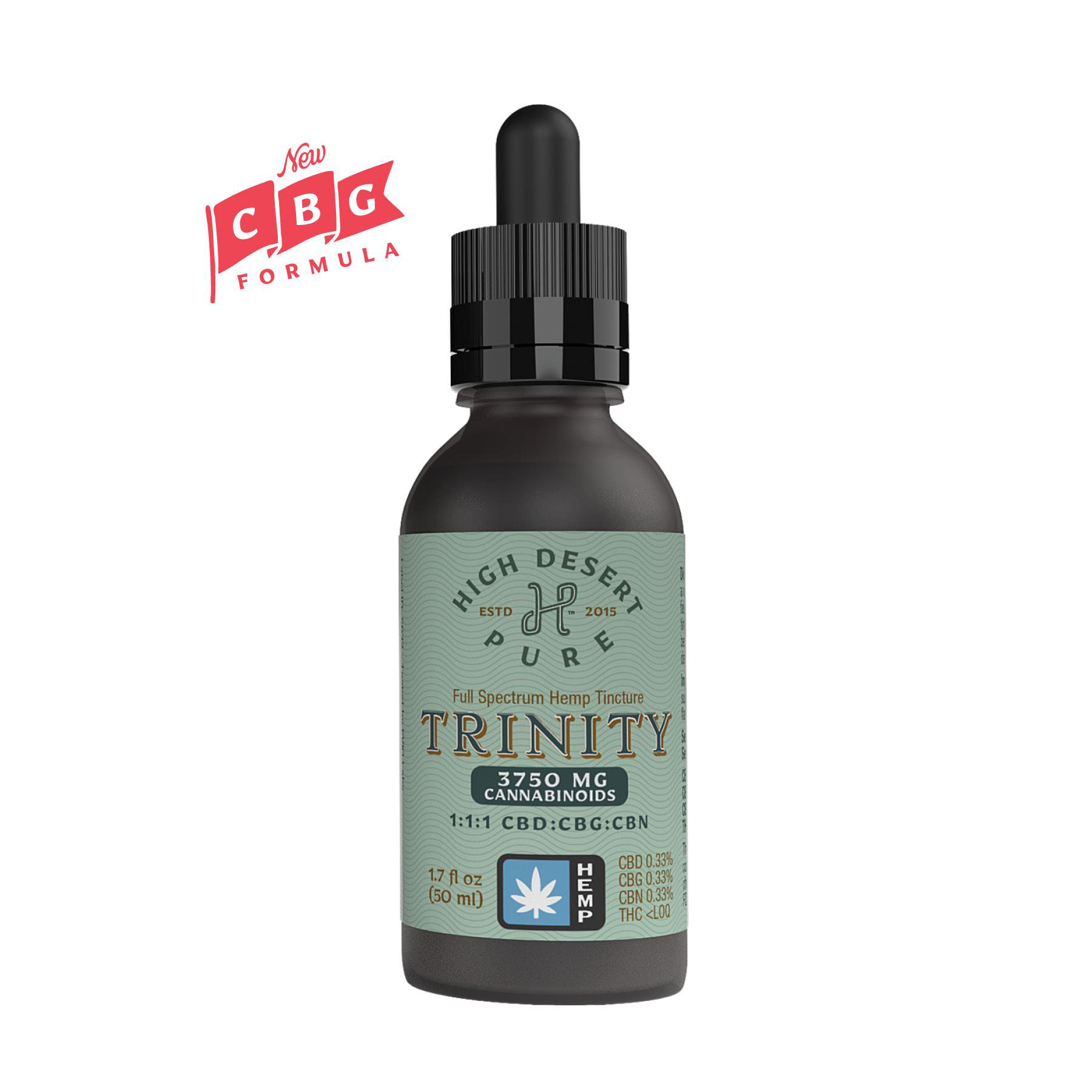 Photograph of product: High Desert Pure - Trinity Hemp Tincture 1:1:1 CBD+CBG+CBN - 4190 mg