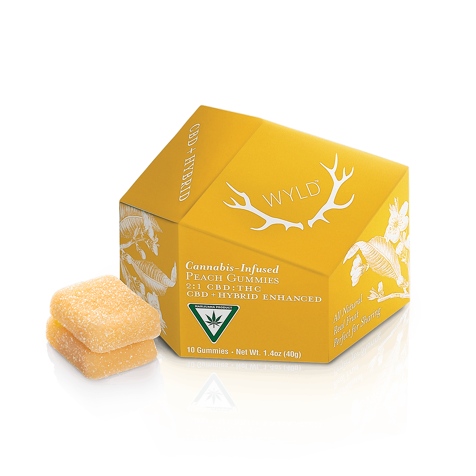 Photograph of product: WYLD EDIBLE GUMMIES HYBRID CBD 2:1 PEACH 150MG DOH