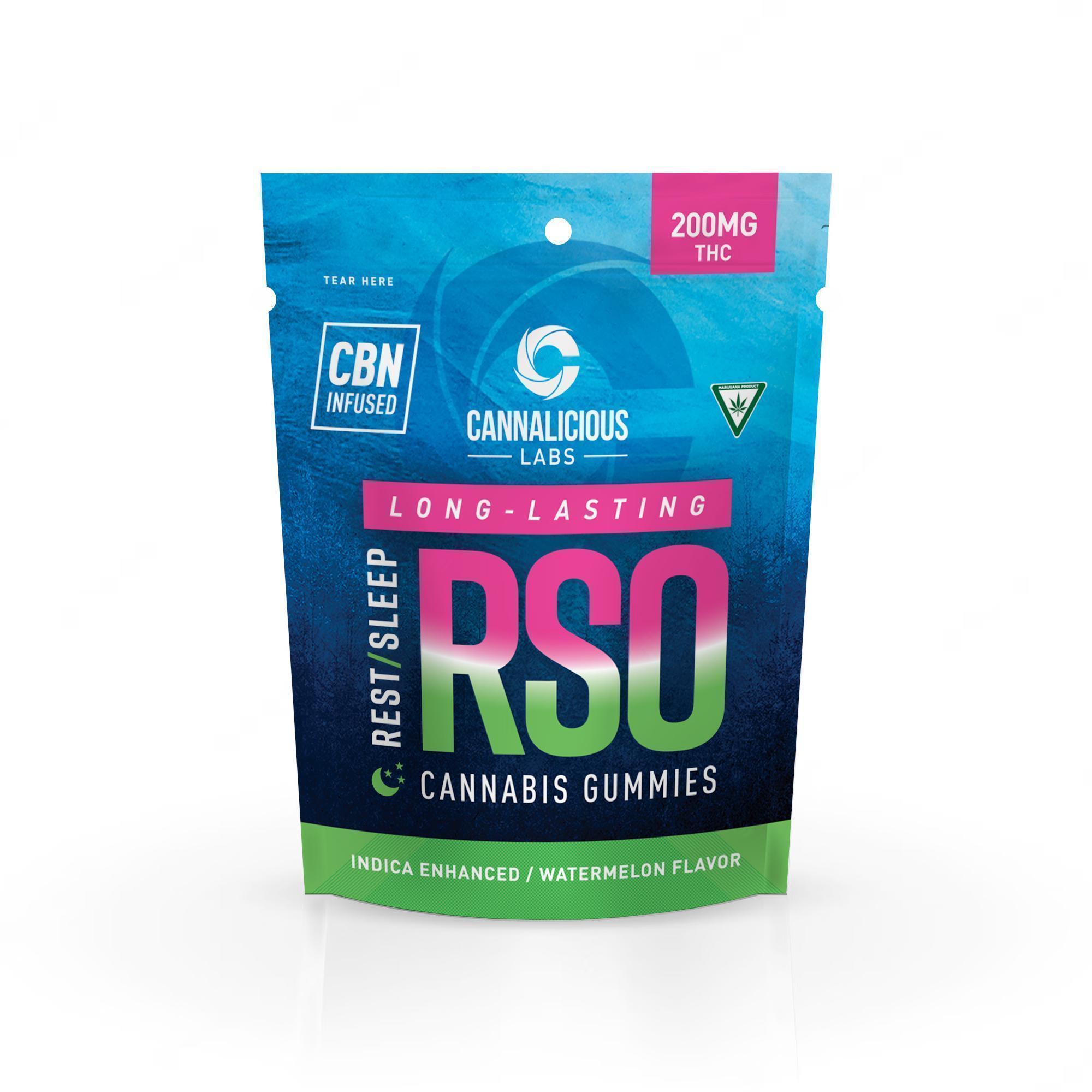 Photograph of product: Cannalicious Labs RSO Rest 200MG Gummies Watermelon