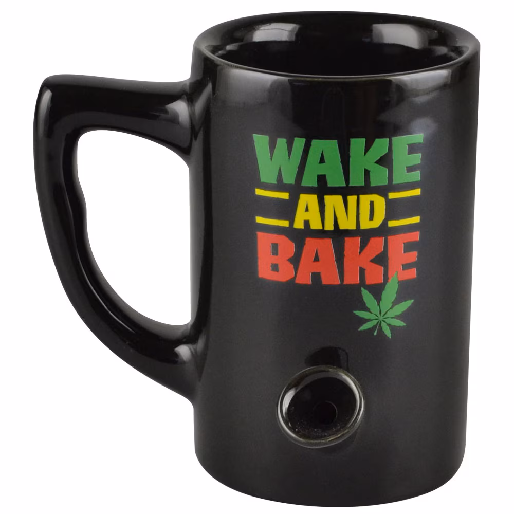 Photograph of product: Wake & Bake Coffee Mug Pipe-various designs- 8oz