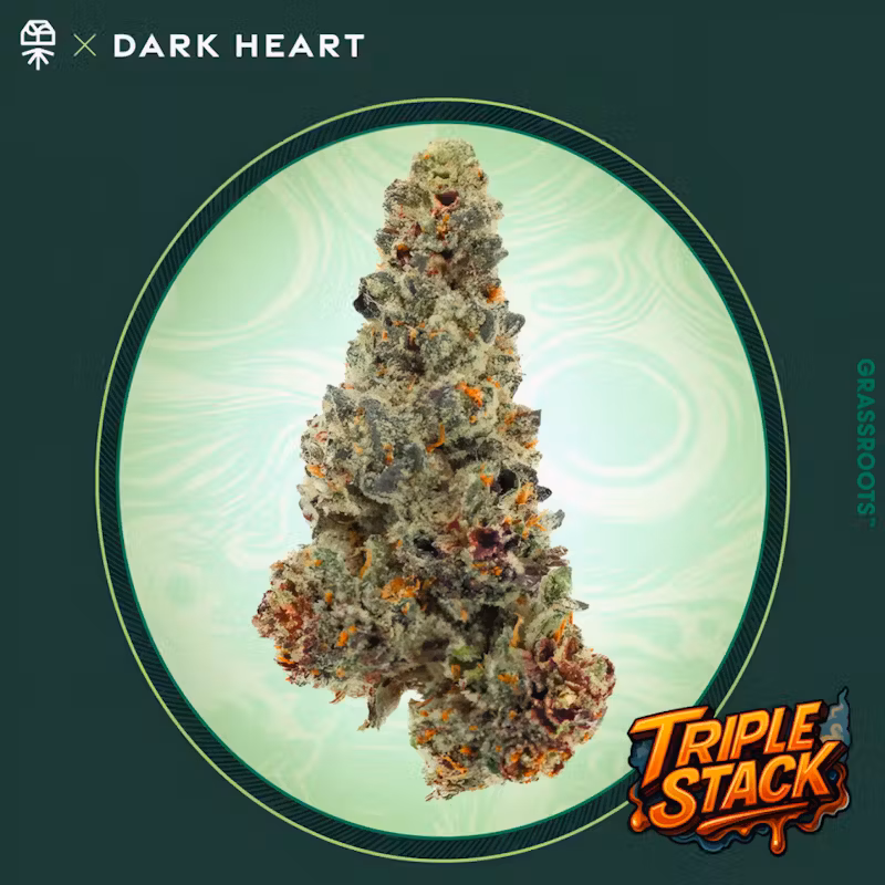 Photograph of product: Grassroots | Triple Stack - Dark Hearts Collection flower, jar 3.5g