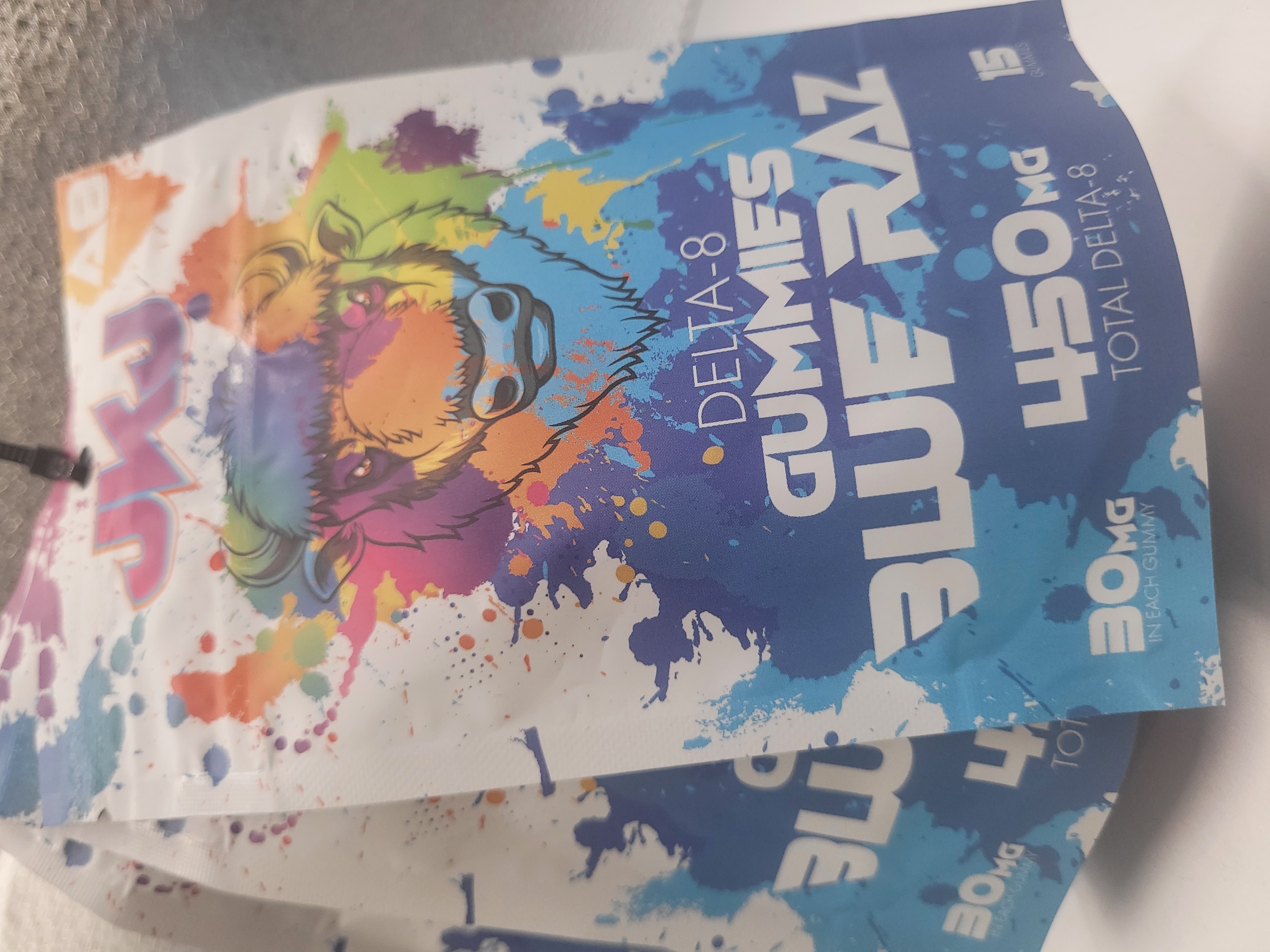 Photograph of Product: JKJ - Edible - Blue Razz Gummies - 450 mg Delta 8