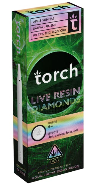 Photograph of product: TORCH - APPLE SUNDAE - 1G LIVE RESIN DIAMONDS DISPOSABLE